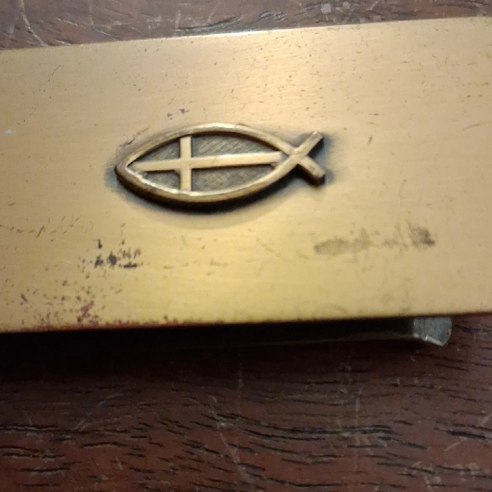 Gold Christian Fish Money Clip - vintage